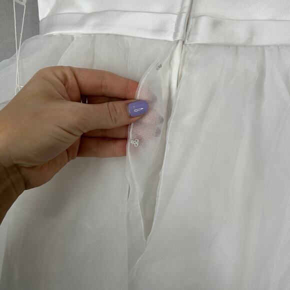 Morilee Satin Tulle Mini Dress Womens 4 White Fit & Flare Bridal Cocktail Formal - Picture 8 of 15